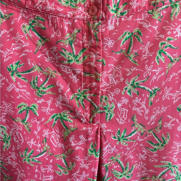 Lilly Pulitzer Pink Palm Tree Print Capri Pants Women’s 8 Tropical - Picture 3 of 8